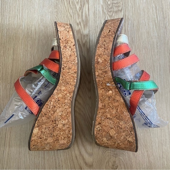 Fly London Size 41 Leather Cork Wedge Sandals Multicolor Strappy Platform - Picture 8 of 11